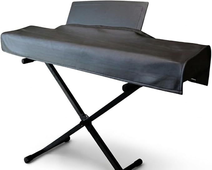 88 Keys Piano Keyboard Dust Cover PiuColor, Designed by Professional Pianist, Music Stand Compatible, Washable Digital Piano Cover, Blends with Your Room, Japan Design (Smoky Black)