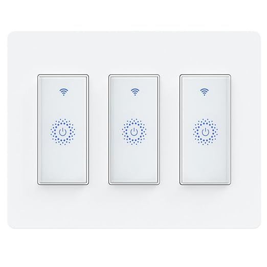 Milfra Smart Switch 3 Gang Alexa Light Switch Smart WiFi Light Switch Compatible with Alexa Google Home and IFTTT, Voice and Remote Control, No Hub Required
