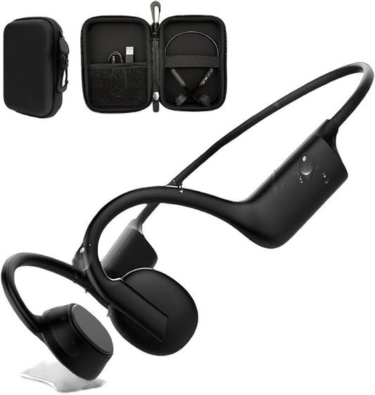 Bone Conduction Headphones, Wireless Bluetooth Open- Ear, Sport Headphones, Quick Charging, Long battery Life, Upgrade Sweat Proof, Earphone for Running, Cycling, Walking, Workout, Gift. Includes Case