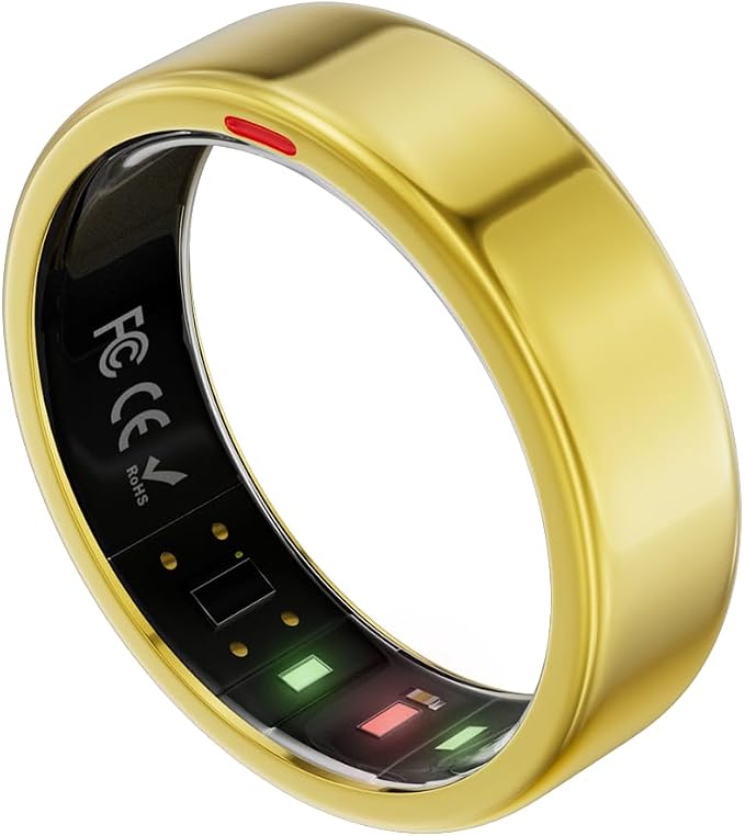 POBOVi Gen 2 Titanium Smart Ring for Women & Men, Sleep & Heart Rate Tracker, No Subscription, Size Before You Buy (Polished Gold, Size 9)