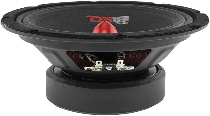 DS18 PRO-GM8B Loudspeaker - 8", Midrange, Red Aluminum Bullet, 580W Max, 190W RMS, 8 Ohms - Premium Quality Audio Door Speakers for Car or Truck Stereo Sound System (1 Speaker)