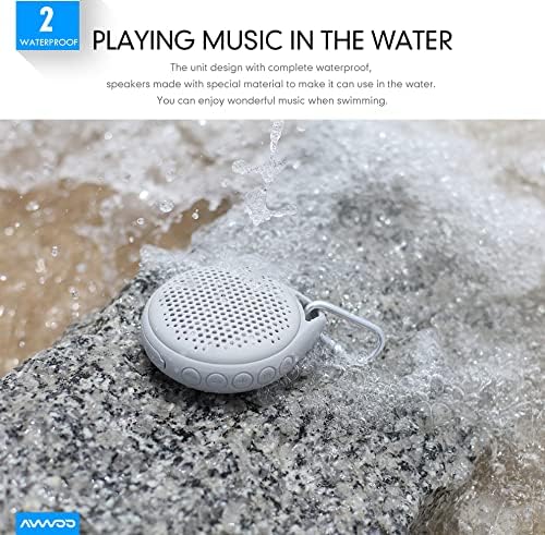 Shower Speaker IP67 Waterproof Bluetooth Speaker, Portable Bluetooth Speaker with Enhanced Bass and Built-in Mic, Mini Bluetooth Speaker with Compact Size for Home Outdoor Travel (White)