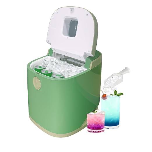Countertop Ice Maker Machine, 9 Ice Cubes Ready in 5 Mins, 12V Ice Maker in Car, 30lbs in 24Hrs, 4 Sizes Ice Support, Portable Ice Maker with Basket and Scoop, for Car/Home/Kitchen/Camping/RV