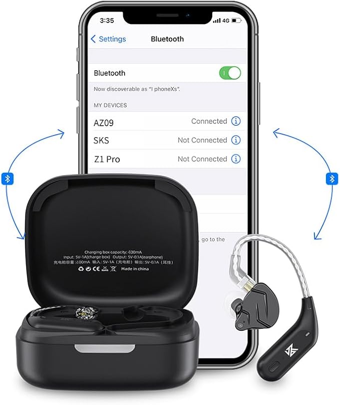 KZ AZ09 Wireless IEM Bluetooth Adapter 5.4 Module Noise Isolation C-pin Bluetooth Headphone for KZ ZS10 PRO/ZS12 PRO X/ZS10 PRO 2/ZSN Pro X/ZSN PRO/EDX PRO/Castor, CCA CRA/C12