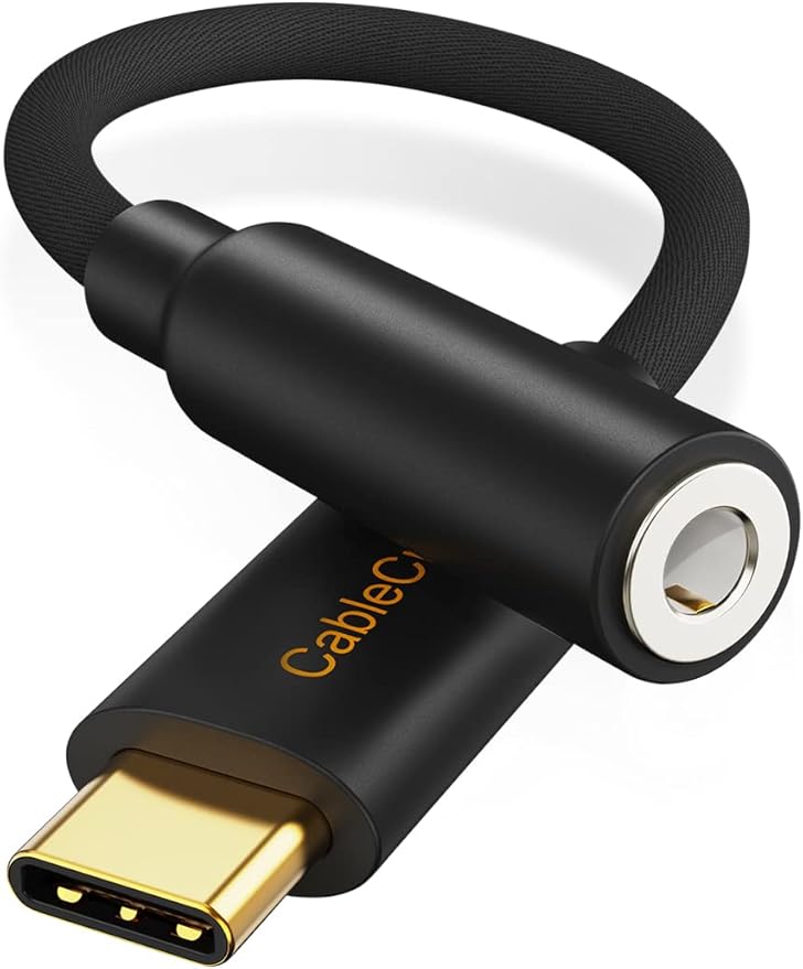 CableCreation USB C to 3.5mm Headphone Adapter, Type-C to 3.5mm Audio Adapter Compatible with Galaxy S22 S20 S21 Ultra Z Flip S20+, iPad Pro 2020, Pixel 4 3 2 XL etc. 0.33 ft Black