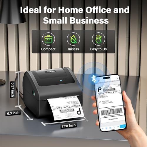 D450BT Bluetooth Shipping Label Printer & 250Pcs*2 4x6 Roll Thermal Labels, Wireless Label Printer for Small Business, Thermal Printer for Shipping Labels