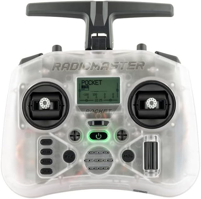 Radiomaster Pocket Hall Gimbal Transmitter Remote Control Portable Lightweight Built in LED Light Foldable Antenna Mode 2 (CC2500-Transparent)