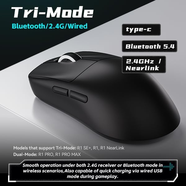 ATK VXE Dragonfly R1 Pro Max Wireless Gaming Mouse, 54g Lightweight, PAW3395 Sensor, Adjustable DPI, 4k Polling, 150 Hr Battery Life, Dual-Mode 2.4G/Wired