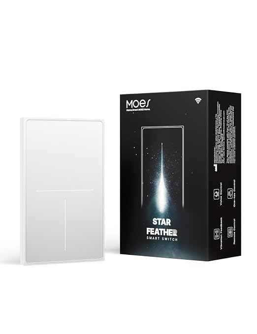 MOES Full Touch Smart Switch, ZigBee SF(Star Feather 2026 Version) Wall Light Switch, Neutral Wire Required, Anti-Glare Panel,Work with Smart Life/Tuya App, Alexa and Google Home White 3 Gang