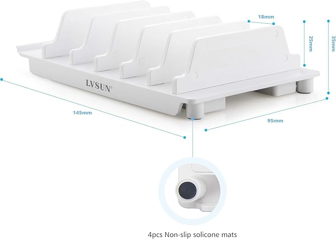 150W Charging Station for Multiple Devices, 6 Port PPS 100W USB C Charger, Multi-Device Organizer Fast Charging Dock for MacBook Pro, iPhone 17/16/15, Laptop, Tablet, iPad Pro and More, White