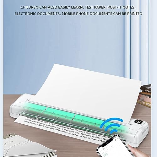Dpofirs A4 Thermal Portable Bluetooth Monochrome Printer, Inkless, for Travel, Compatible with Android iOS