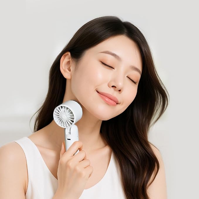 1 Pack Portable Handheld Fan with Instant Cold Compress Plate – 3 Speed Settings, 5000mAh Rechargeable [14H Max Runtime] 90° Foldable 3-in-1 Fan for Hand, Desk & Neck