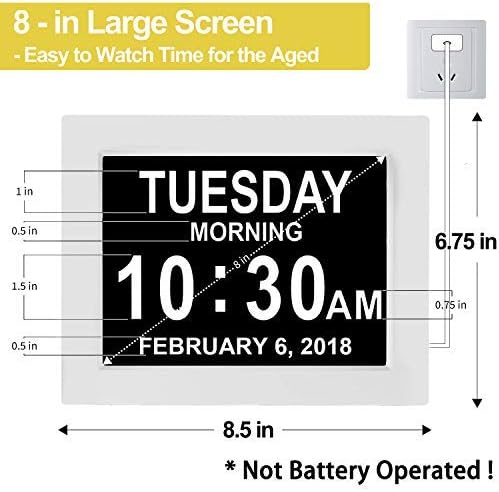 JALL 8" Large Digital Calendar Day Clock for Seniors 2026 - Easy to Read Alzheimer's Dementia Memory Loss Clock for Elderly with IPS Wide Angle，Day & Date, 12 Custom Alarms & Auto-Dimming, White