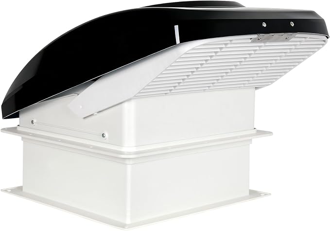 RV Roof Vent Fan with Rain Shield, 12V DC 14" Super Quiet Reliable Manual RV Roof Fan, 3-Speed, Reversible
