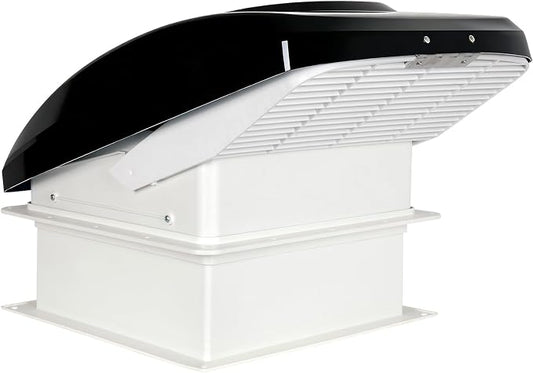 RV Roof Vent Fan with Rain Shield, 12V DC 14" Super Quiet Reliable Manual RV Roof Fan, 3-Speed, Reversible