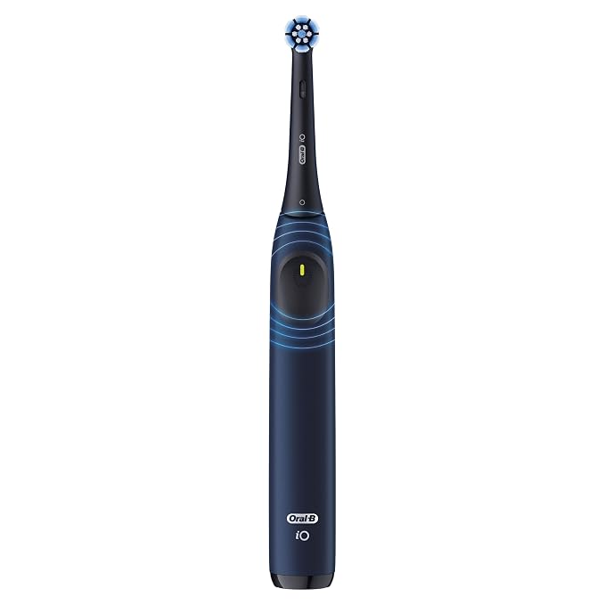 Oral-B Rechargeable Electric Toothbrush, iO2, 3 Cleaning Modes, Automatic Pressure Sensor to Protect Gums, Dark Blue