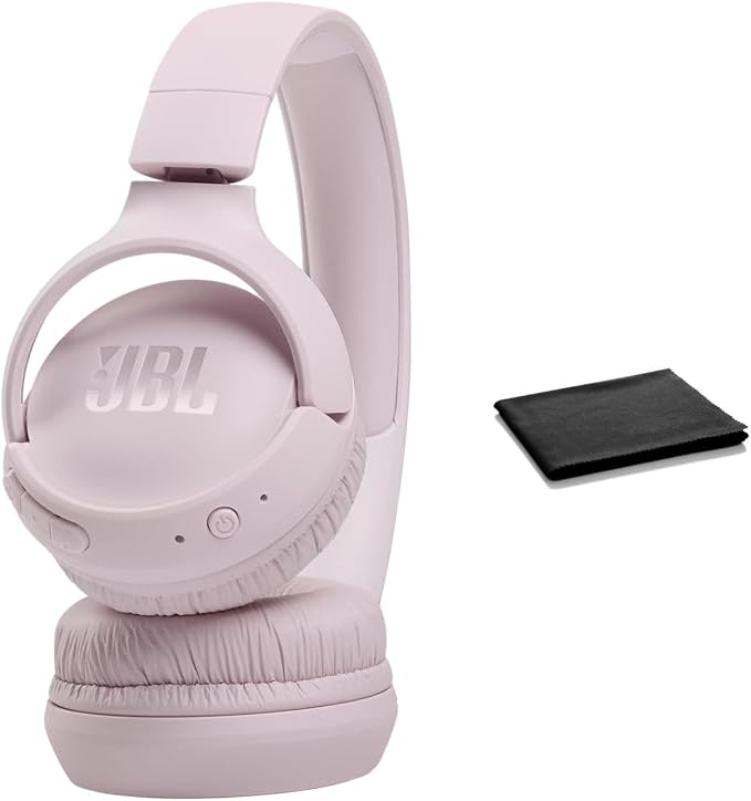 JBL Tune 510BT: Wireless Bluetooth On-Ear Headphones with Purebass Sound - with Cleaning Cloth (Rose, Standard), JBLT510BT-Black-Cloth