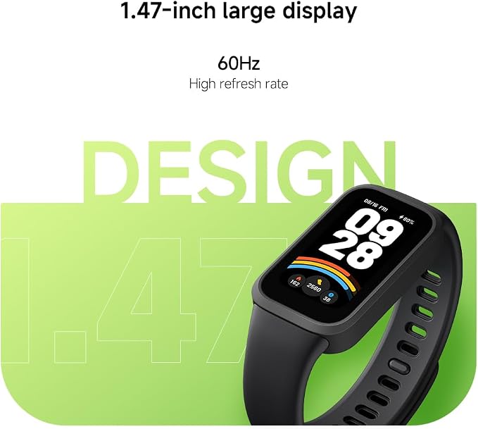 XIAOMI Smart Band 9 Active Global Version 1.47'' Display 18-Day Battery Life Modes All-Day Health and Fitness Monitoring 5ATM (Black)