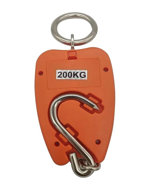 Luggage Scale, 200kg Digital Hanging Scale Crane Scale Industrial Heavy Duty Hanging Hook Scales Stainless Steel for Kitchen Weighing Tools(Orange)