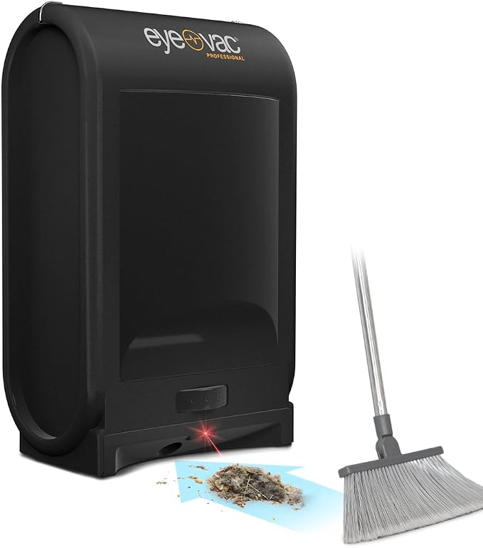 EyeVac Pro Touchless Vacuum Automatic Dustpan - Ultra Fast & Powerful - Great for Sweeping Salon Pet Hair Food Dirt Kitchen, Corded Canister Vacuum, Bagless, Automatic Sensors, 1400 Watt (Black)