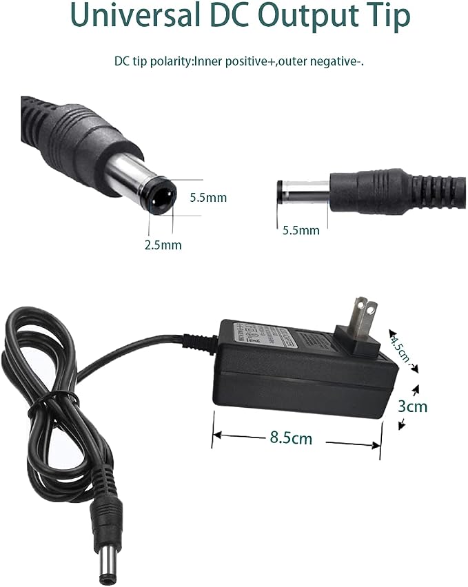 2 Pack HZHFCB 24V Power Supply Adapter 24 Volt 2A Power Supply AC to DC Converter Transformer Input AC 100-240V 50-60Hz and Output DC 24V with 5.5x2.5mm Tip for LED Strip 3D Printer CCTV System.