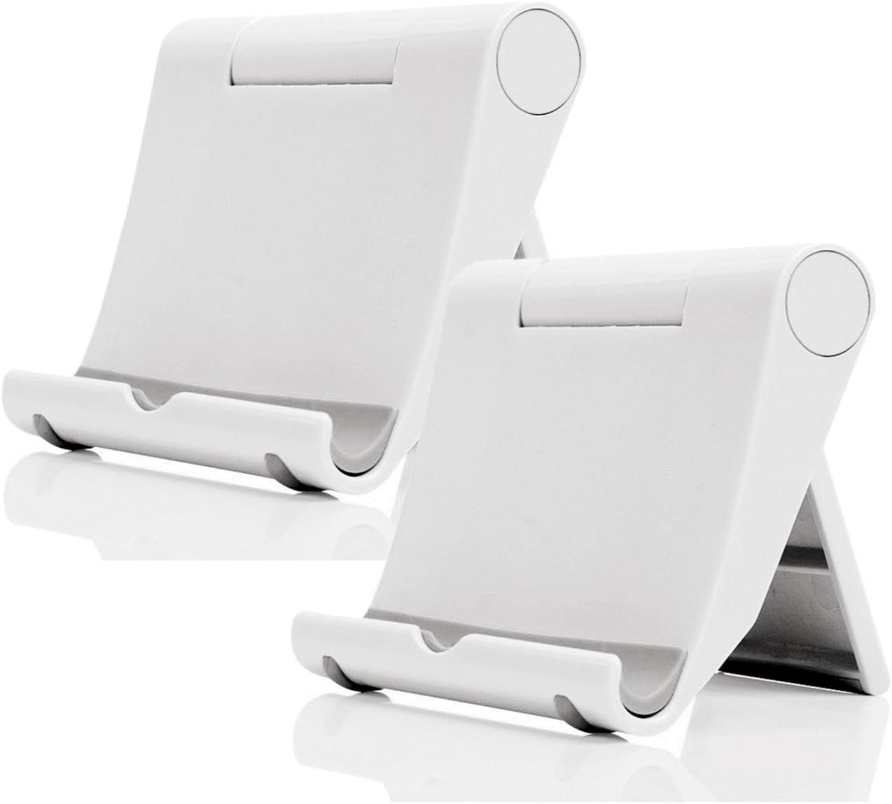 Cell Phone Stand for Desk 2 Pack Mobile Phone Holders Desktop Tablet Stand, Foldable Phone Dock Universal Adjustable Tablet Stand for Desk Compatible with Cell Phone Support (White 2 PCS)