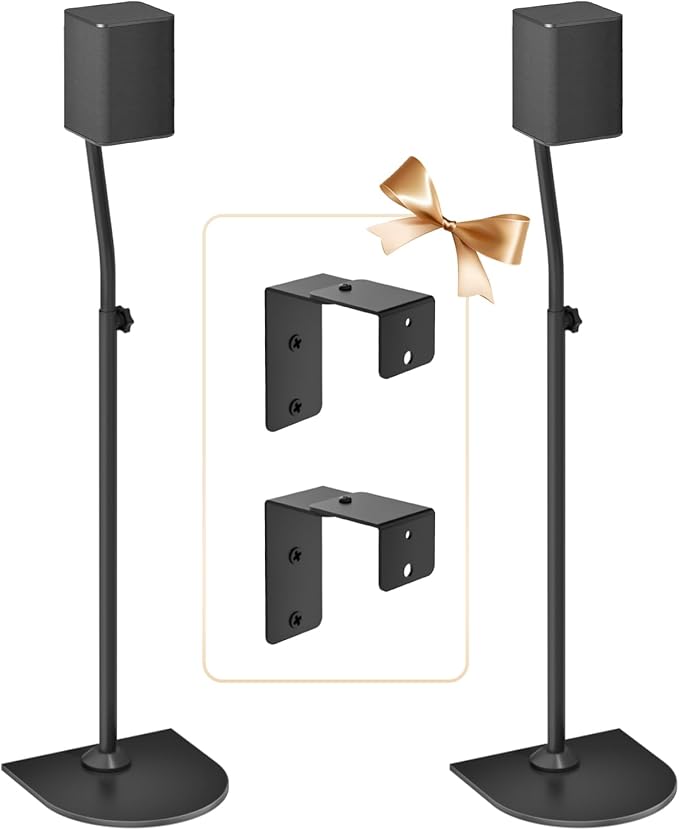 Speaker Stands for LG Rear Speakers SPQ8-S SPT8-S SPK8-S 578S1-S S78S2-S S65S3-S S55TR, Height Adjustable 33"–42" for LG Speaker Stand WR Wall Mount, Fit Keyhole & 1/4"-20 M5 M6 Surround Sound Speaker