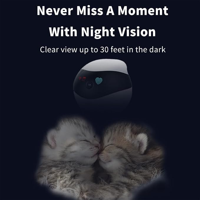 Rocon Ebo SE Pet Robot Camera, 2 Way Talk, Night Vision, App Remote Control, Indoor Security Camera, Movable Cam for Dog/Cat/Baby, SD Card