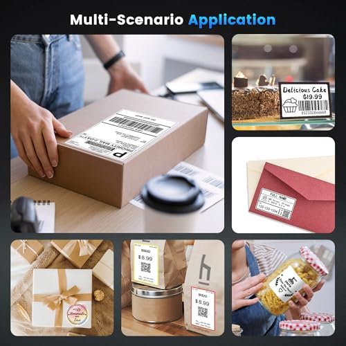 Phomemo D520BT Thermal Label Printer for Business, with 2" White Circel Thermal Label, 750 Labels/Roll