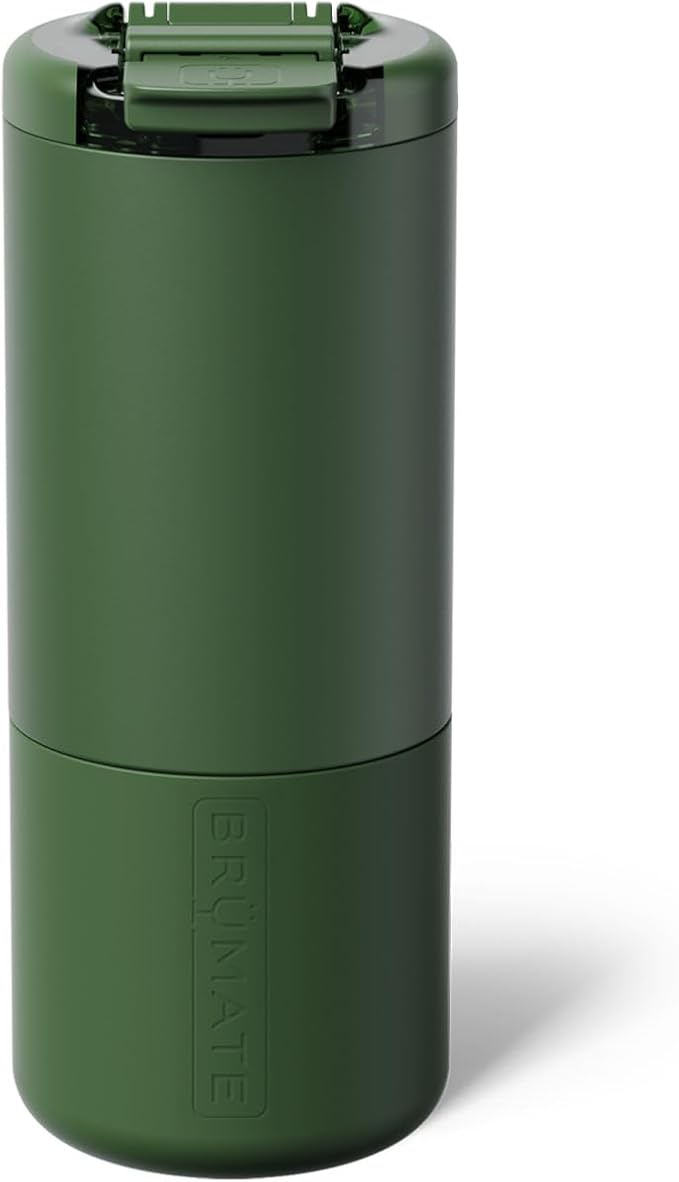 BrüMate Strova 18oz 100% Leakproof Insulated Coffee Mug | Ceramic-Lined Interior | Built-In Silicone Sleeve for Travel | Locking Flip Lid (OD Green)