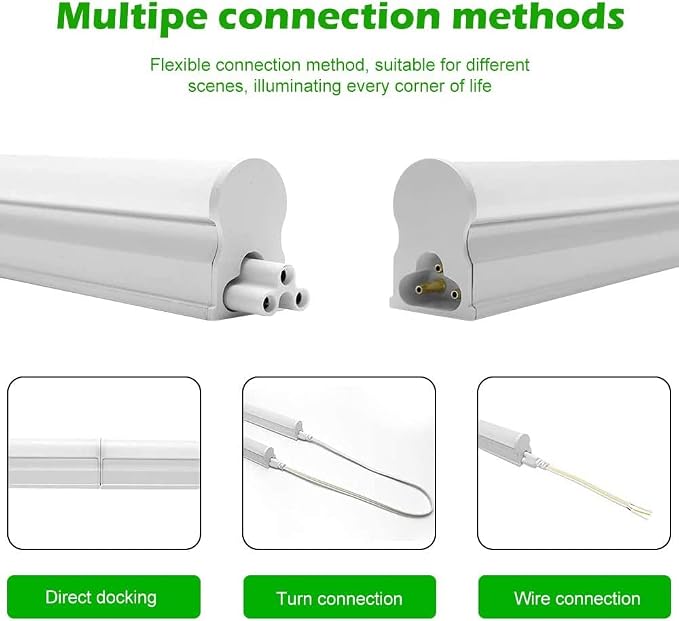 LightingWill LED T5 Integrated Fixture 4FT, Natural White 4000K, 20W, Linkable LED Shop Light, Ceiling Light and Under Cabinet Light, Corded Electric with Built-in ON/Off Switch, 4 Pack