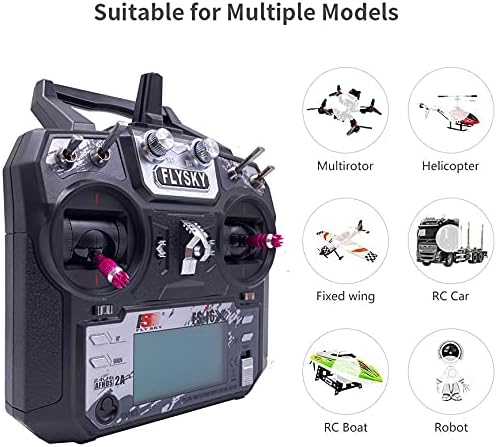 FLYSKY FS-i6X 10CH 2.4GHz RC Transmitter Controller with FS-iA6B Receiver Upgrade Cable for RC Boat Racing Drone (Mode_2)