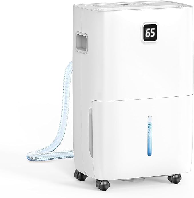 80 Pint Dehumidifier - Up to 5,000 Sq Ft, for Basement, Bedroom, Bathroom, Living Room, Home, Garage | 3 Fan Speeds, Smart Humidity Control, Auto Drain, Easy Move Wheels
