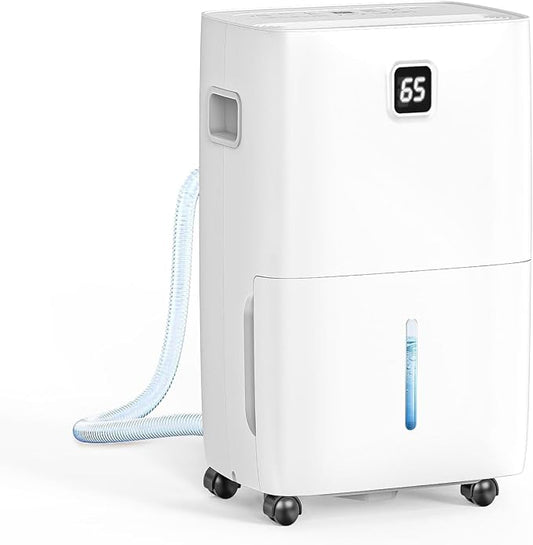 80 Pint Dehumidifier - Up to 5,000 Sq Ft, for Basement, Bedroom, Bathroom, Living Room, Home, Garage | 3 Fan Speeds, Smart Humidity Control, Auto Drain, Easy Move Wheels