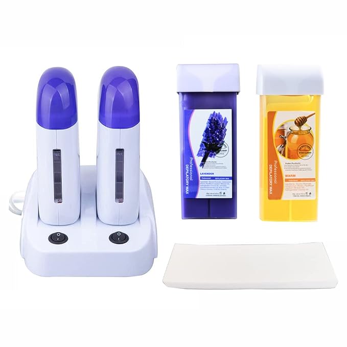 Wax Warmer Kit for Hair Removal, Double Depilatory Wax Heater with Heater Base for Hair leg, Armpit, Bikini