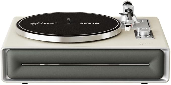 syitren SEVIA Record Player Vintage Turntable for Vinyl Records with Built-in Speakers Bluetooth Retro Phonograph