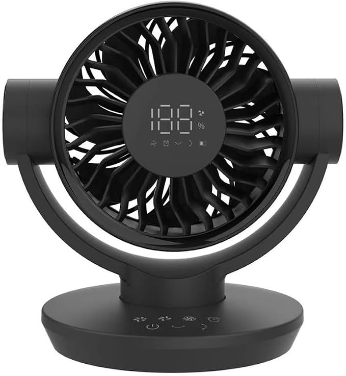 QLKUNLA Air Circulator Desk Fan with Remote, 6 Speeds 10dB Ultra Quiet, Rechargeable, Strong Airflow, LED Display, Table Fan for Bedroom Home Kitchen and Office
