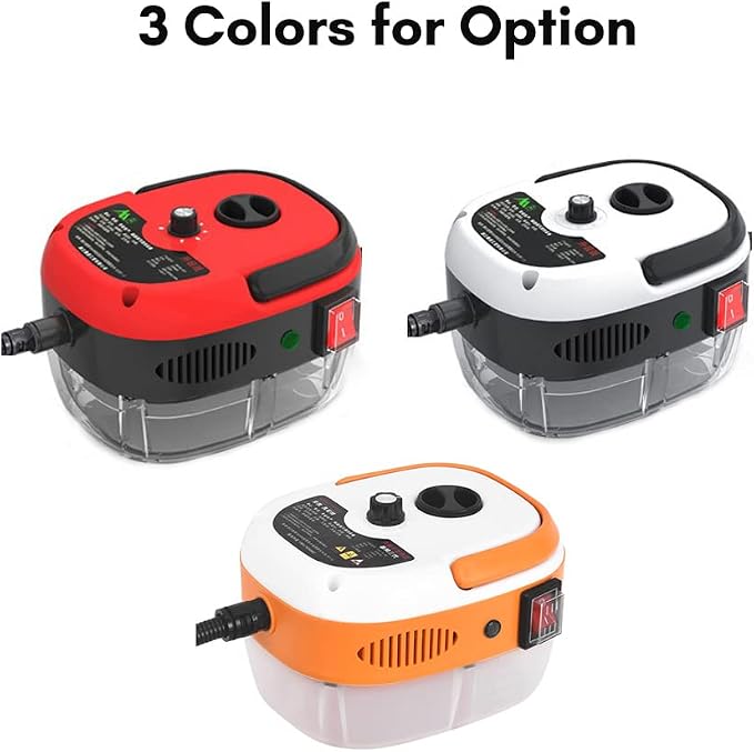 2500W Handheld Steam Cleaner High Temperature Pressurized Steam Cleaning Machine Portable Car Steamer with Brush Heads (Orange)