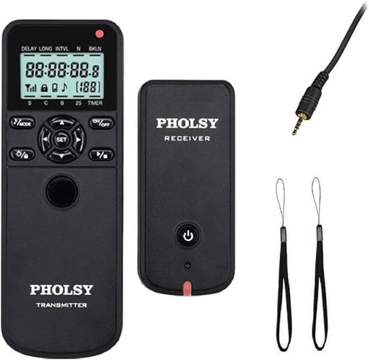 PHOLSY Wireless Timer Remote Release Control with Intervalometer and HDR for Panasonic S5, S1H, S1R, S1M, S1, G95, G91, G90, G9, FZ1000 II, G80, G81, G85, GH5, GH6, G95, G7, GH7, GX8, G6, G5