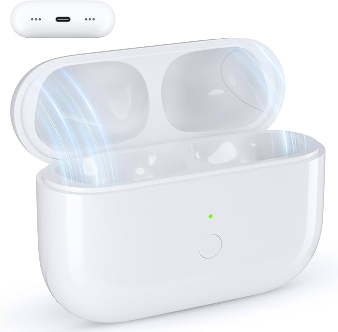Charging Case Replacement Compatible with AirPods Pro 2nd/1st,No Earbuds | for AirPods Pro 1st/2nd Generation, with Bluetooth Pairing Sync Button, USB-C & Wireless Charging Case,White