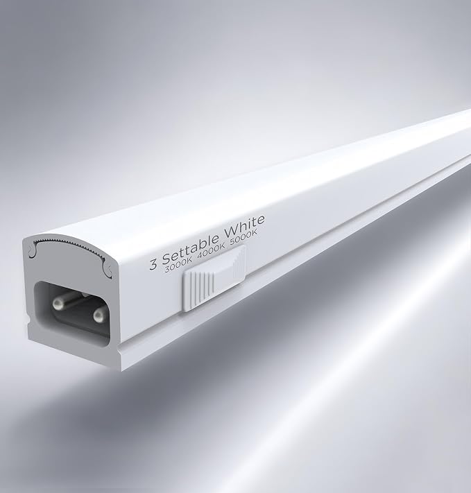 Under Cabinet Lighting Plug in, Dimmable 3CCT 3000/4000/5000K AC120V Super Bright Ultra Slim Linkable LED Counter Lights for Kitchen, Shelf, Closet, Cupboard, White 16 inch 1Pack