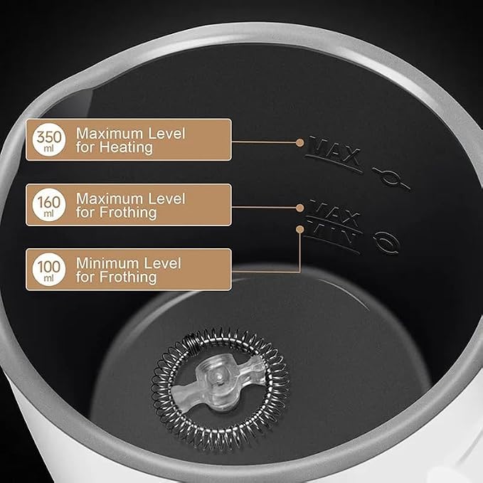 Milk frother, 4 in 1 milk frother with heating function, 580ml/19.6oz Automatic hot and cold coffee foamer, Latte, Cappuccino, Macchiato, Hot Chocolate, milk steamer with temprature control (1, Black)