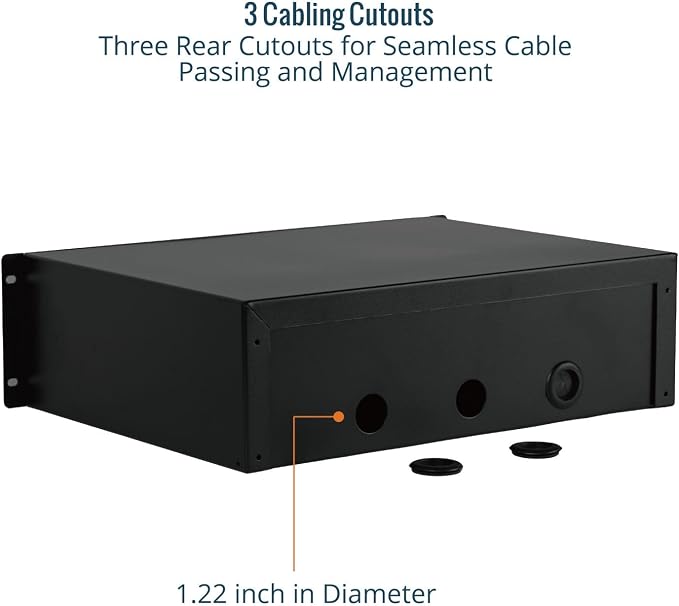 Tecmojo 3U Rack Drawer,Rack Mount Drawer for 19in Network Equipment/Server/AV Rack or Cabinet Enclosure,Sliding and Lockable Server Rack Drawer - Load-Bearing 44lb (20kg),with Cable Management Holes
