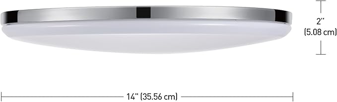 Globe Electric 65584 14" Integrated LED Flush Mount Ceiling Light, Chrome Finish, Frosted Shade, Slim Low Profile, 2200 Lumens, 3000K Warm White, Energy Star Certified
