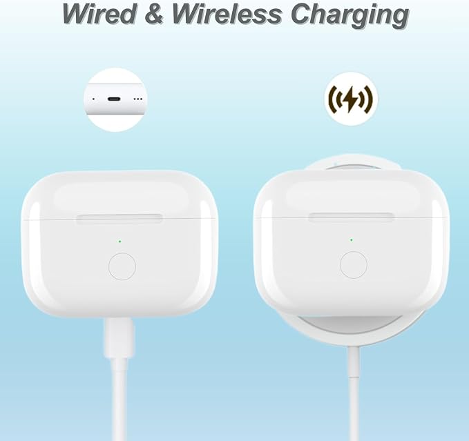 Replacement Charging Case for AirPod Pro 2 and 1 gen, Wireless Charging Cases Compatible with AirPod Pro 1st / 2nd, Wired and Wireless Charging, Bluetooth Pairing Sync, USB C Port