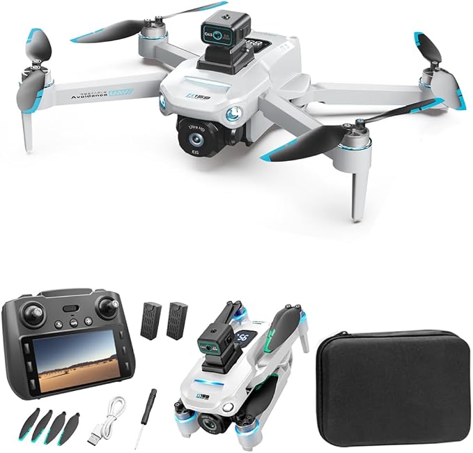 GPS Drone with 8K UHD EIS Camera for Adults, 5G WiFi FPV RC Quadcopter with Brushless Motors, Optical Flow Positioning, Obstacle Avoidance, Auto Return, Follow Me, 2 Batteries (White)