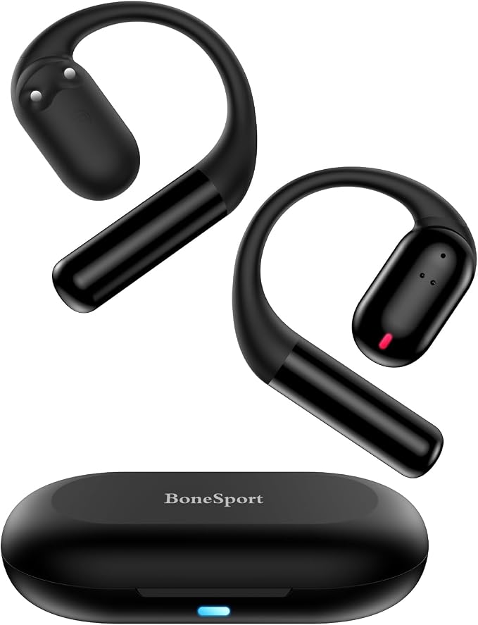Bone Conduction Headphone Wireless Bluetooth 5.4, 0.8g Sleep Earbuds with HD Mic/Touch Control/Clear Calls, Open Ear Headphones with Earhook for Cycling Yoga Workouts(Black)