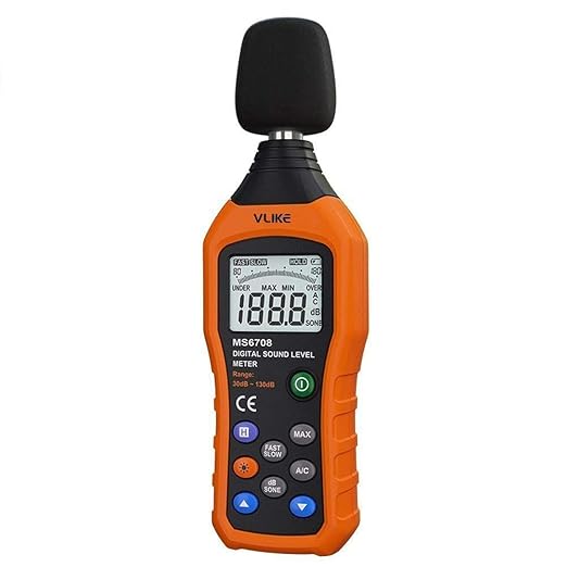 VLIKE Noise Sound Level Meter, Digital Decibel Meter with LCD, Audio Measurement 30 dB to 130 dB, DB Meter with A and C Frequency Weighting for Sound Level Testing