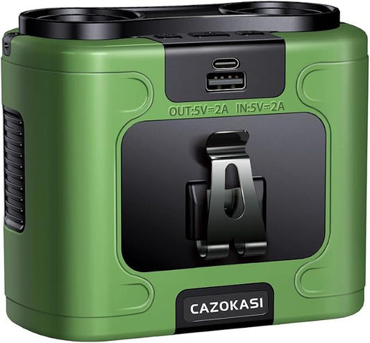CAZOKASI 2026 Upgrade 20000mAh Waist Clip Fan Wearable Fan Portable Personal Body Fan Powerful Upto 36H Cooling and Heatstroke Prevention Fan (20000mAh/Green)