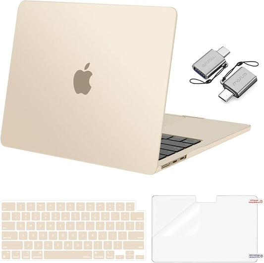 MOSISO Compatible with MacBook Air 13 inch Case M5 2026 M4 2025 M3 M2 2024-2022 A3449 A3240 A3113 A2681, Hard Shell&Keyboard Cover&Screen Film&Type C for MacBook Air 13.6 inch Case, Starlight